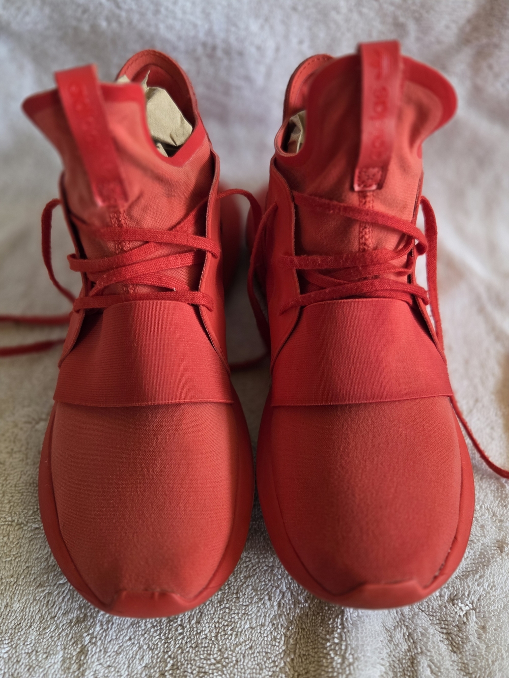Ladies Asidas Red Athletic High-Top Sneakers